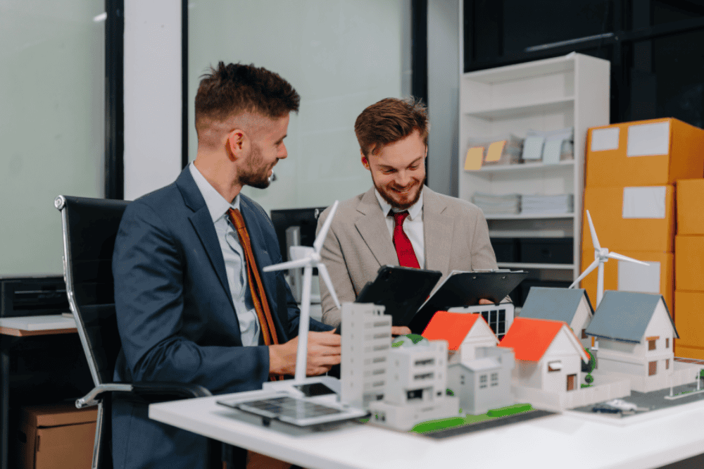 Commercial real estate meeting with Philadelphia employees